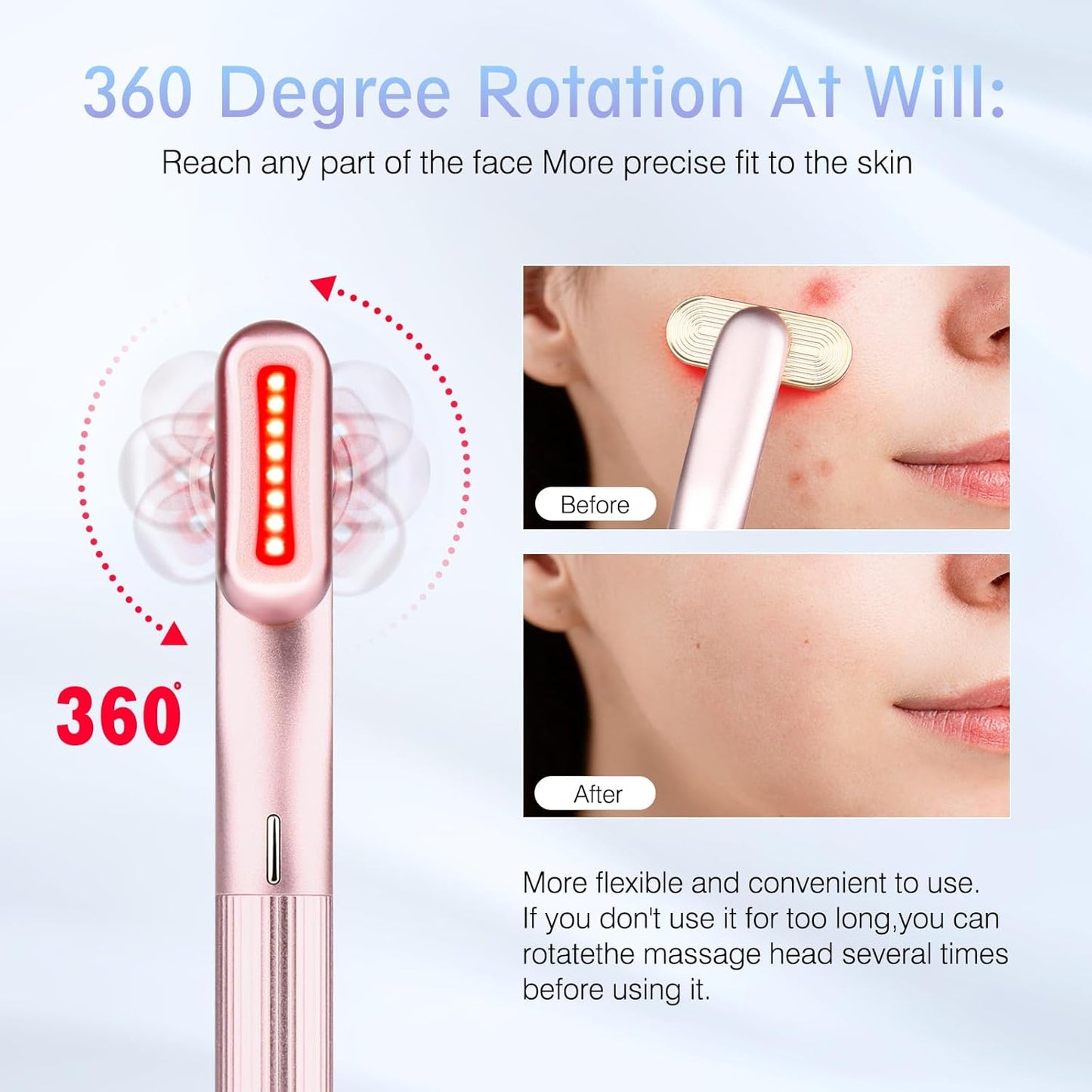 Red Light Therapy for Face, 4 in 1 Facial Wand for Anti-Aging, Anti-Wrinkle, Face Neck Light Therapy Wand, Skin Care Tool at Home, with Travel Carrying Case, One-Button Start